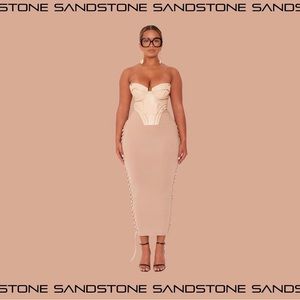 Sandstone Vegan Bustier Corset Maxi